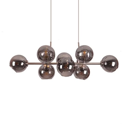 COLGANTE NIQUEL C/ CRISTAL HUMO 8xE27